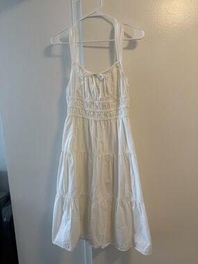 100% Cotton Aritzia White Tiered Smocked Midi Sundress